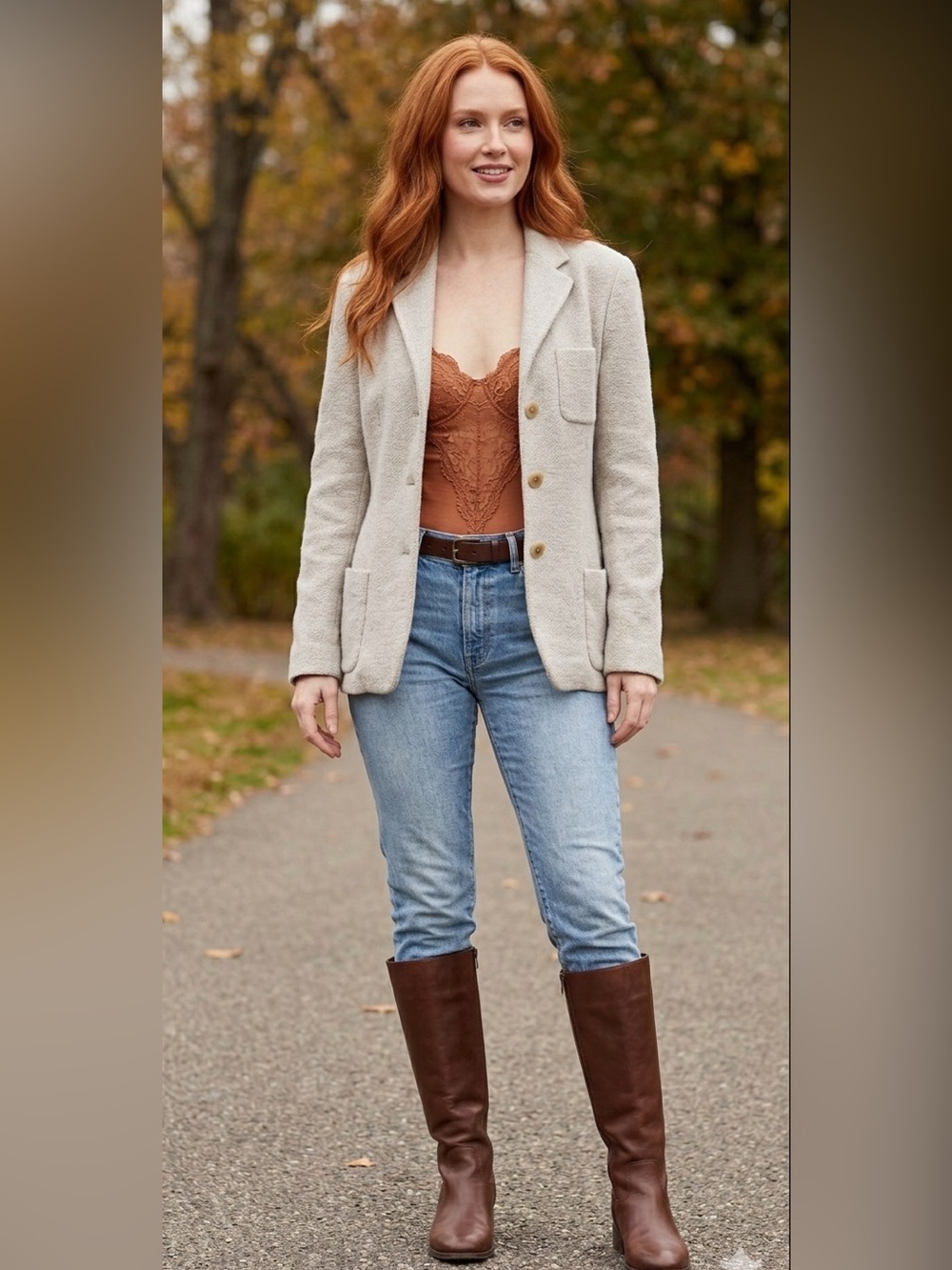 Ralph Lauren wool, nylon, polyester & spandex  Cream Blazer